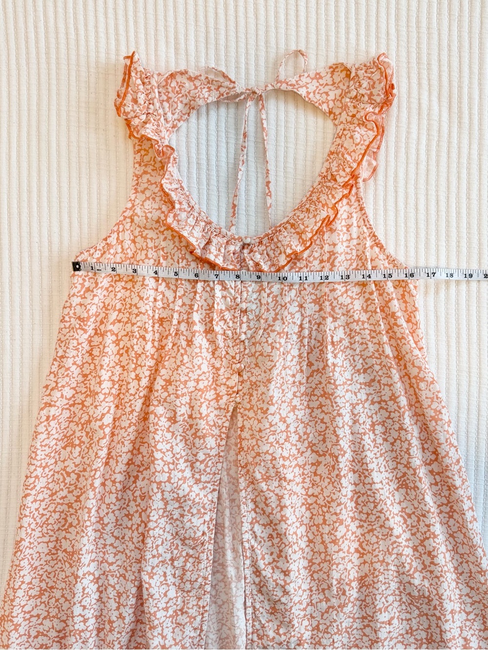 Anthropologie Sleeveless Ruffle Nap Dress in Orange Cottagecore Floral - Picture 8 of 8